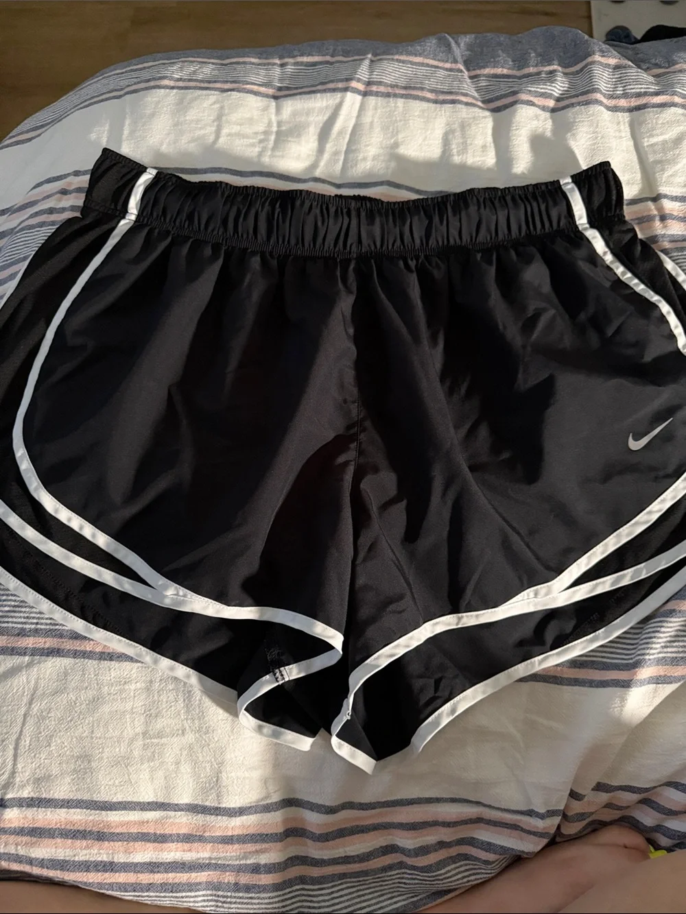 Nike Black Women's Athletic Shorts with White Piping